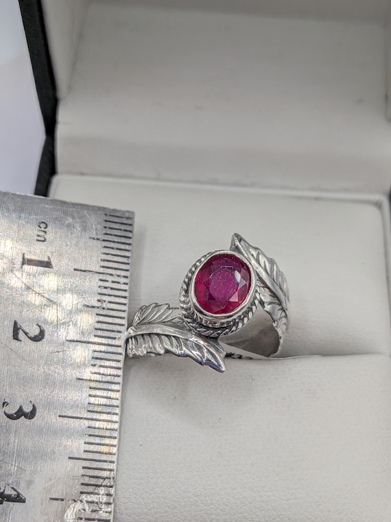 Sterling Silver Ruby Solitaire Ring - image 2