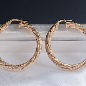Vintage Hallmarked 9ct Gold 3cm Hoop Earrings