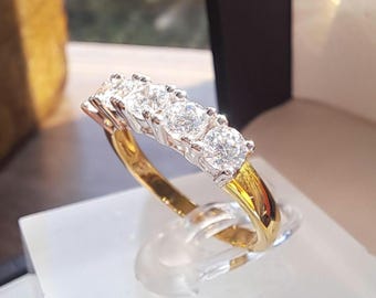 Quality Sterling Silver Vermeil CZ Eternity Ring