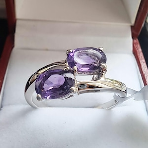 Sterling Silver Amethyst Bypass Ring