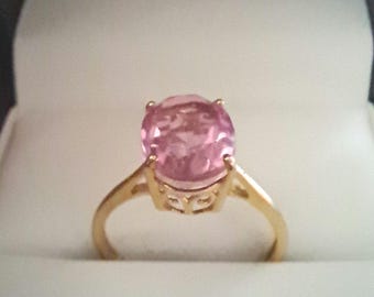 Sterling Silver Vermeil Pink Quartz Ring