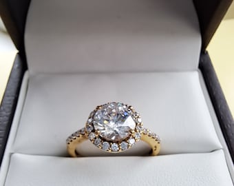 Sterling Silver Vermeil CZ Halo ring