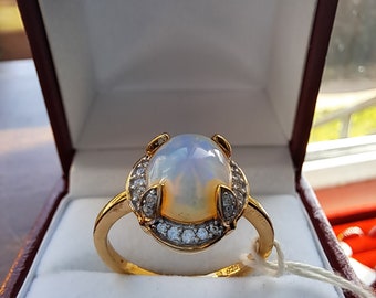 18ct Gold Vermeil Ethiopian Opal Cluster Ring