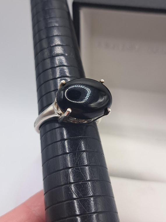 Sterling Silver Obsidian Solitaire Ring - image 8