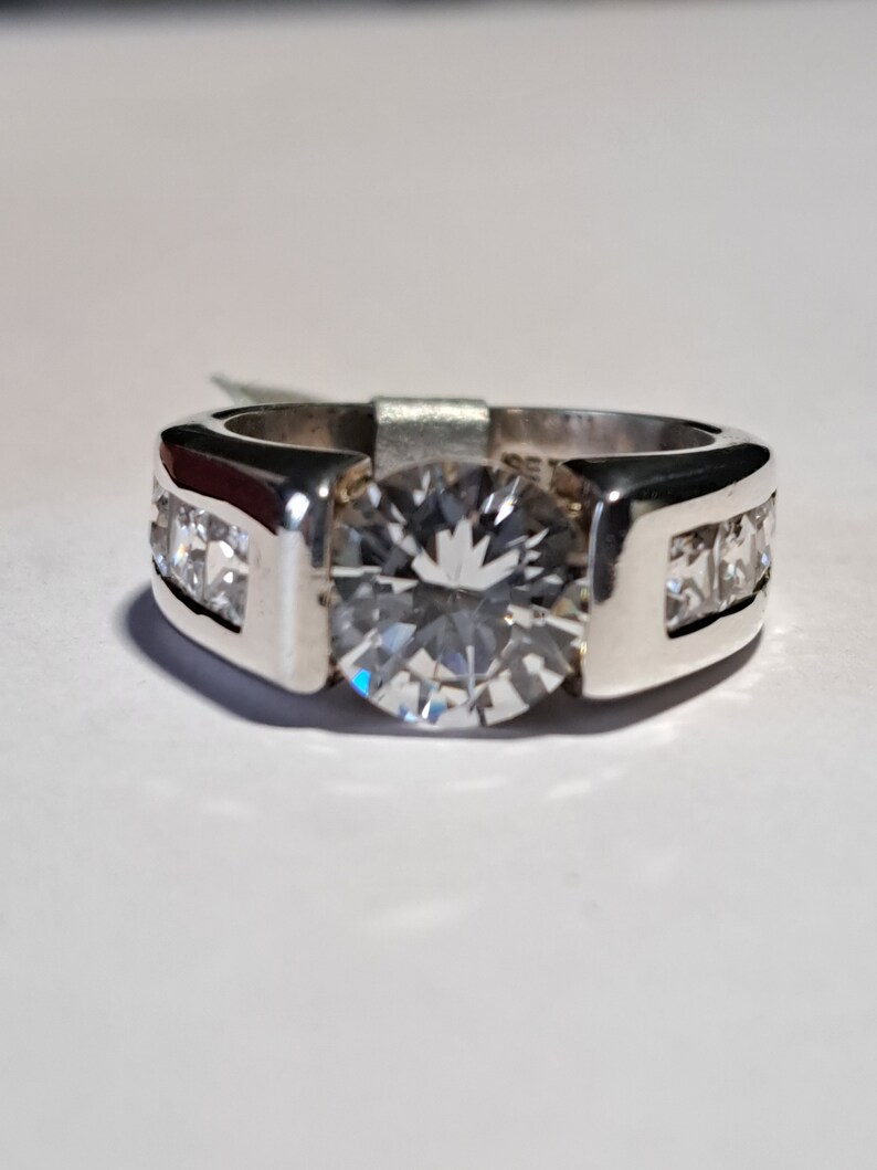 Vintage Designer Sterling Silver CZ Ring image 3