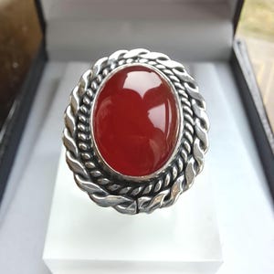 Vintage Hallmarked Sterling Silver Carnelian Ring