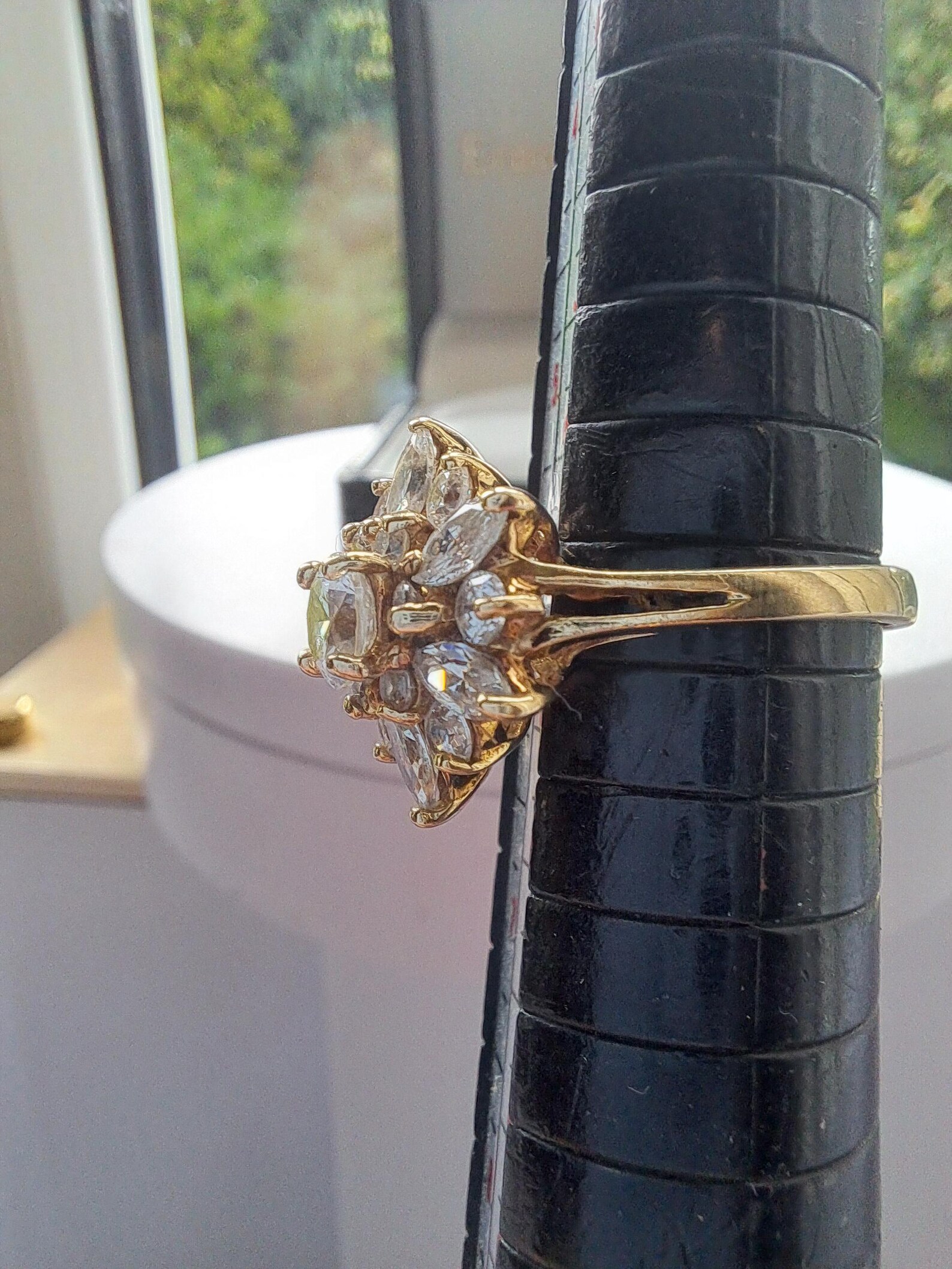 Spanner Ring, 9ct Gold with CZ Detail main image 1
