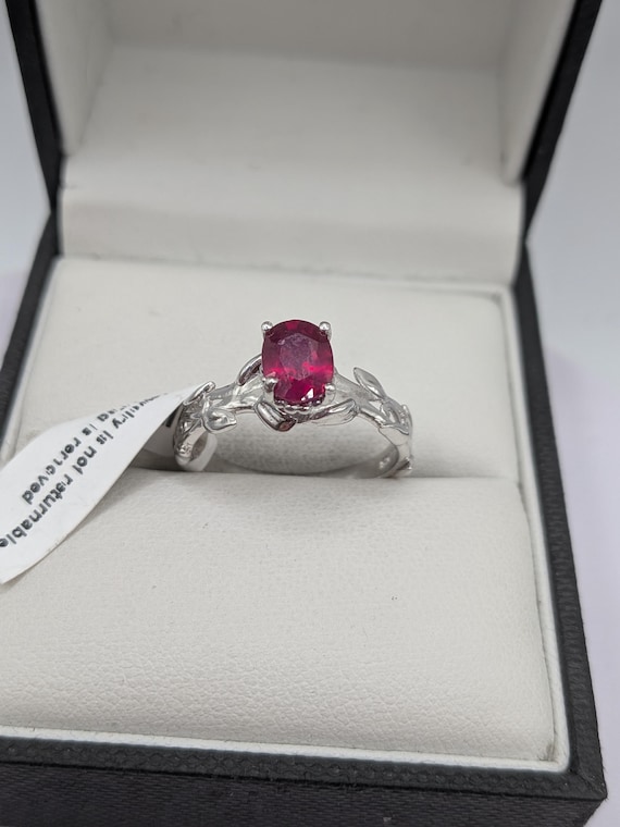Sterling Silver Ruby Solitaire Ring - image 1