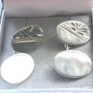 Vintage Sterling Silver Engraved Cufflinks