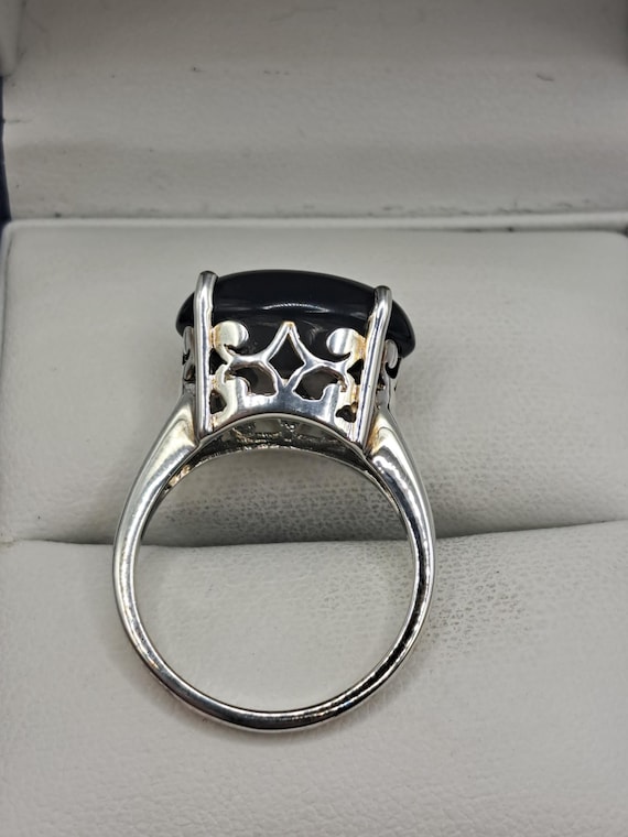 Sterling Silver Obsidian Solitaire Ring - image 4