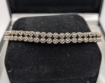 Pulsera de plata de ley con sello de autenticidad, estilo vintage, con marcasita.