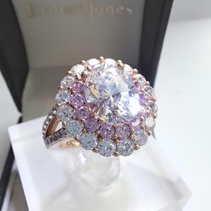 Rose Gold Vermeil Diamonique Cocktail Ring - Size 7