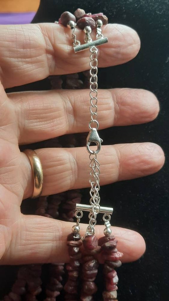 Sterling Silver Ruby Nugget 3 strand necklace - image 2