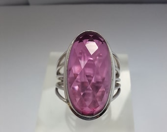 Vintage Sterling Silver Pink Quartz Ring