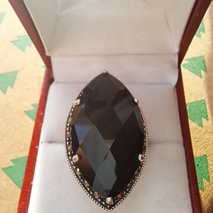 Vintage Sterling Silver Onyx Ring image 1