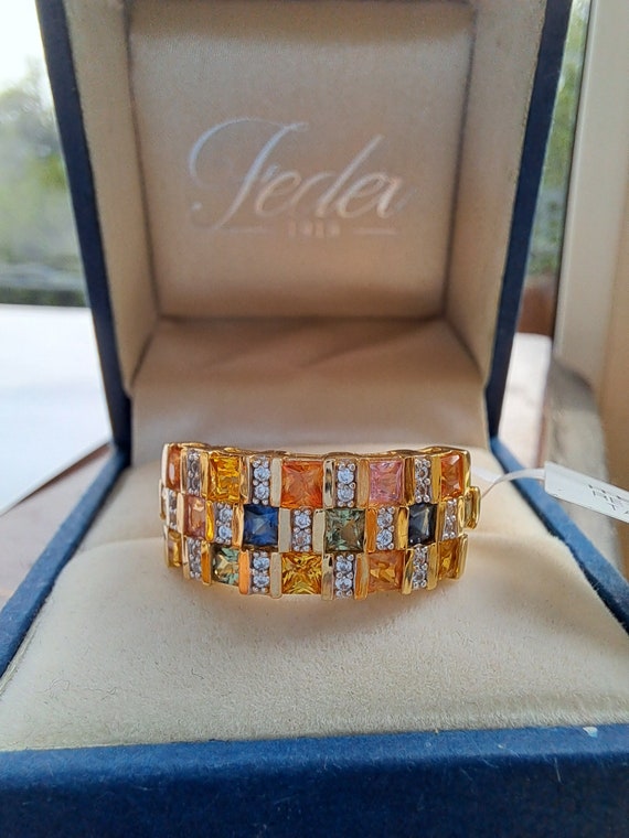 Beautiful Vermeil Rainbow Sapphire Band Ring