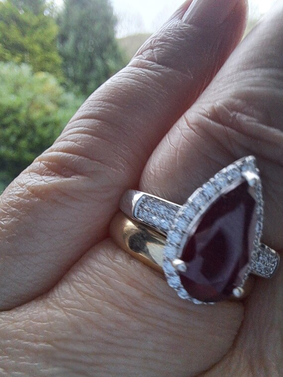 Sterling Silver Ruby and Moissanite Cluster Ring - image 8