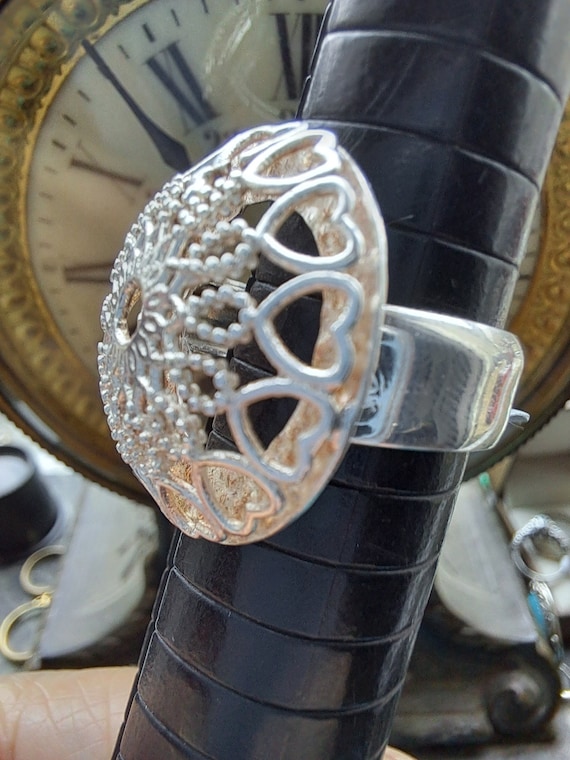 Bague En Argent Massif - Motif Dôme Ajouré - Taille 63 - Occasion