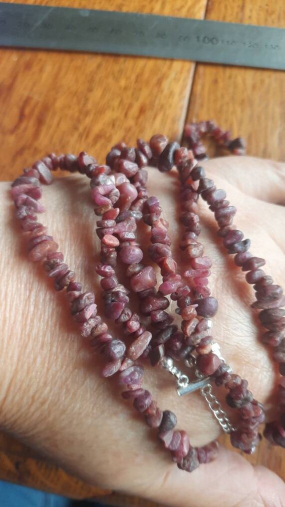 Sterling Silver Ruby Nugget 3 strand necklace - image 3