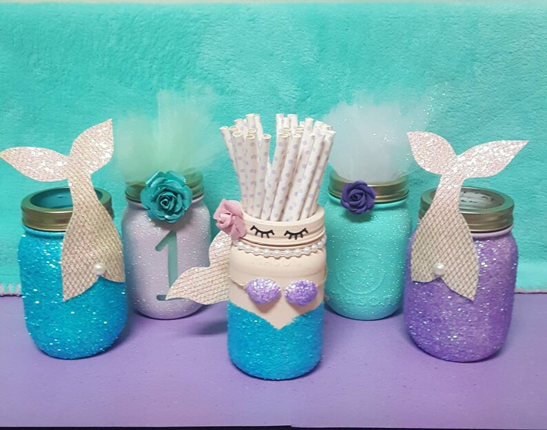 Mermaid Party Decorations Mermaid Mason Jar Centerpiece Etsy Mermaid Party Decorations Mermaid Mason Jar Centerpiece Etsy