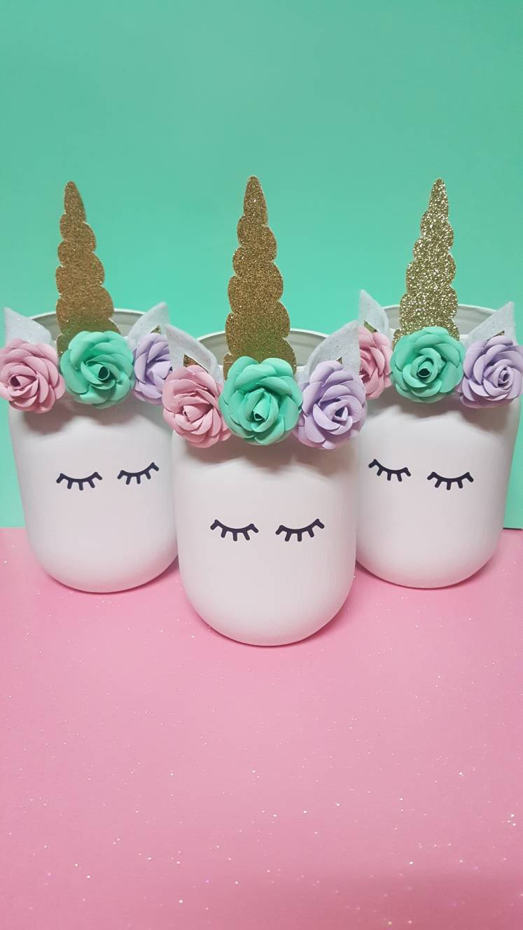 Unicorn Party Decorations Unicorn Mason Jars Unicorn Etsy