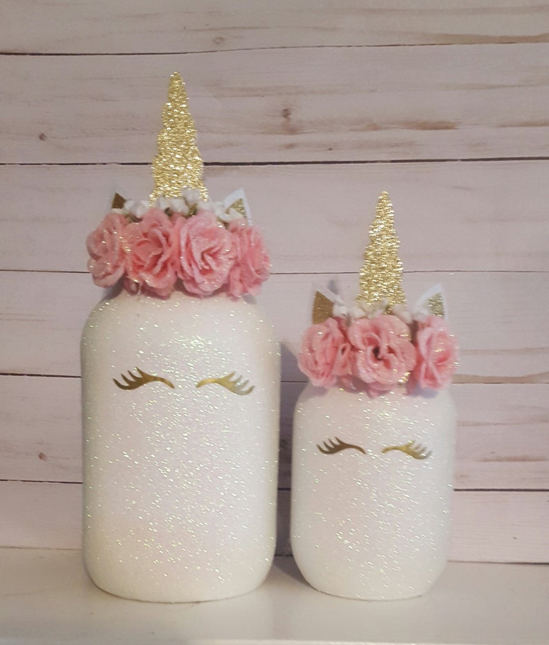 Unicorn Party Pink and Gold Unicorn Mason Jar Unicorn Etsy