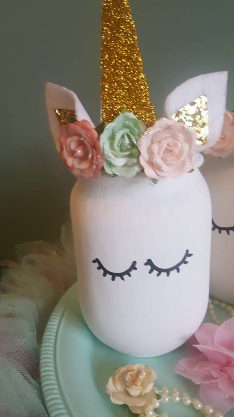 Unicorn Mason Jar Unicorn Party Decor Unicorn Centerpiece Etsy