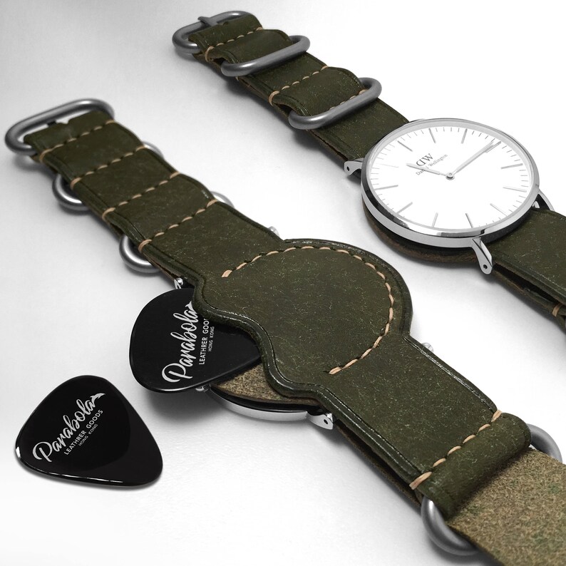 Guitar Pick Holder With Nato Strap/ Leather Watch Strap/ Etsy