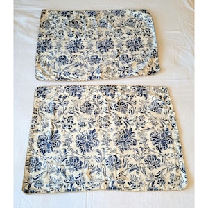 Ralph Lauren Bluff Point Shams: Blue Floral Jute Edge (Set of 2)