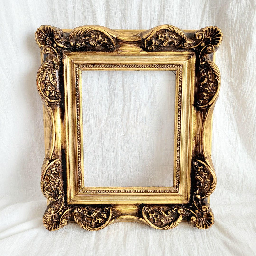 Vintage Ornate Antique Gold Wood Wall Picture Frame Fits 8" X 10" With ...