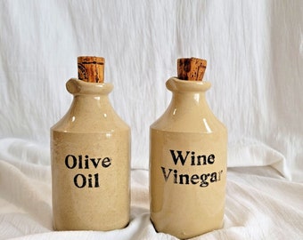Vintage Pearsons of Chesterfield Oil & Vinegar Cruet Set: Stoneware Bottles