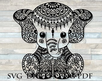 Baby Elephant Mandala Svg Etsy