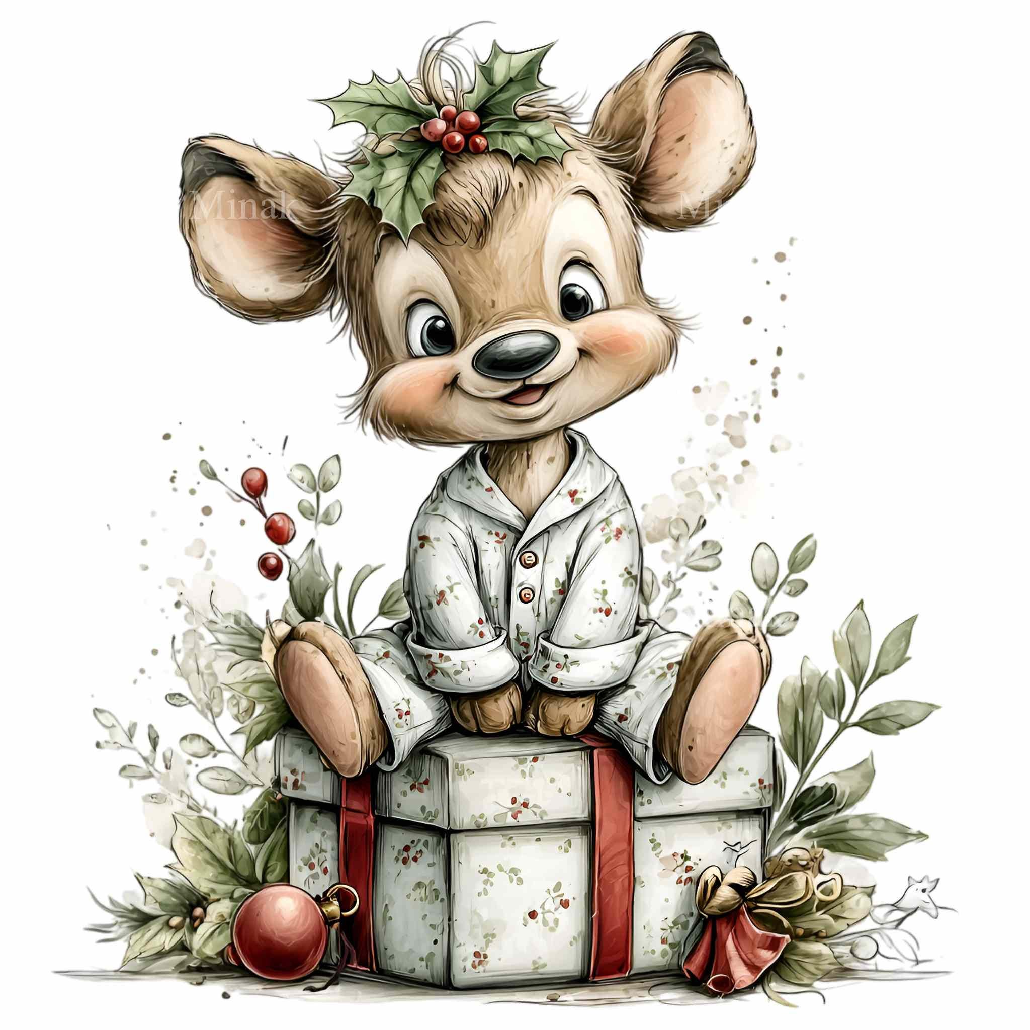 16 PNG Cute Reindeer Clipart – Christmas PNG – Holiday Digital Download ...
