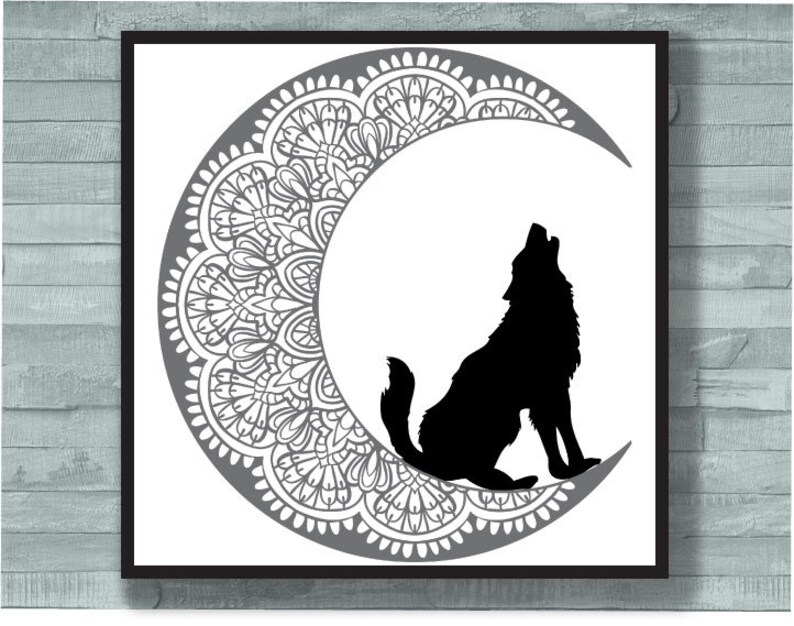 Download Wolf and moon svg wolf mandala svg moon mandala svg | Etsy