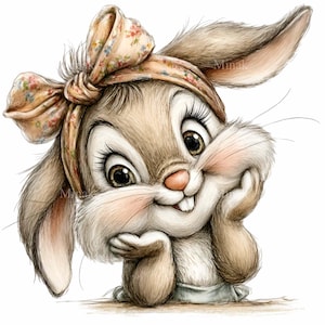 Cute Bunny Clipart – Rabbit PNG – Digital Download for Kids Crafts, Easter Stickers, Nursery Art, Sublimation, Scrapbook, DIY Projects