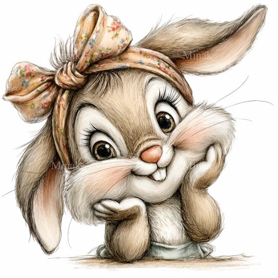 15 PNG Cute Bunny Clipart – Rabbit PNG – Digital Download for Kids Crafts, Easter Stickers, Nursery Art, Sublimation, Scrapbook, DIY Project