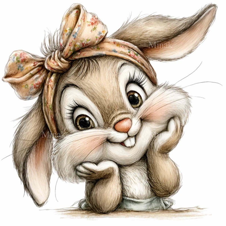 Cute Bunny Clipart – Rabbit PNG – Digital Download for Kids Crafts, Easter Stickers, Nursery Art, Sublimation, Scrapbook, DIY Projects