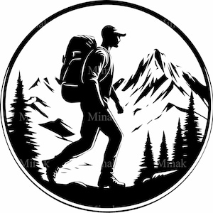 4 Circle Hiking Silhouette SVG - Mountain Adventure Design for Cricut, Outdoor Crafts, and Nature Lovers