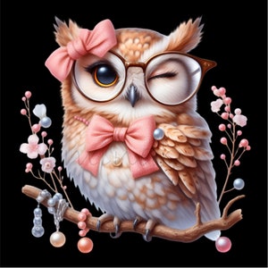 Cute Owl Clip Art, Baby Bird Give a Wink, 10 PNG Girl Glasses, Kids ...