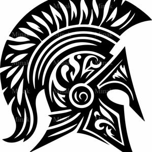 8 archivos SVG de casco de guerrero espartano, archivo de corte de máscara de gladiador griego antiguo, silueta de soldado romano adornada para Cricut y grabado láser