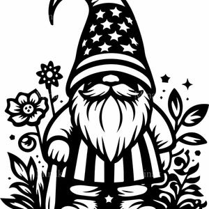 7 SVG Star hat gnomo SVG – Arquivo de corte de gnomo de jardim patriótico – Clipart de 4 de julho para artesãos, vinil e corte a laser