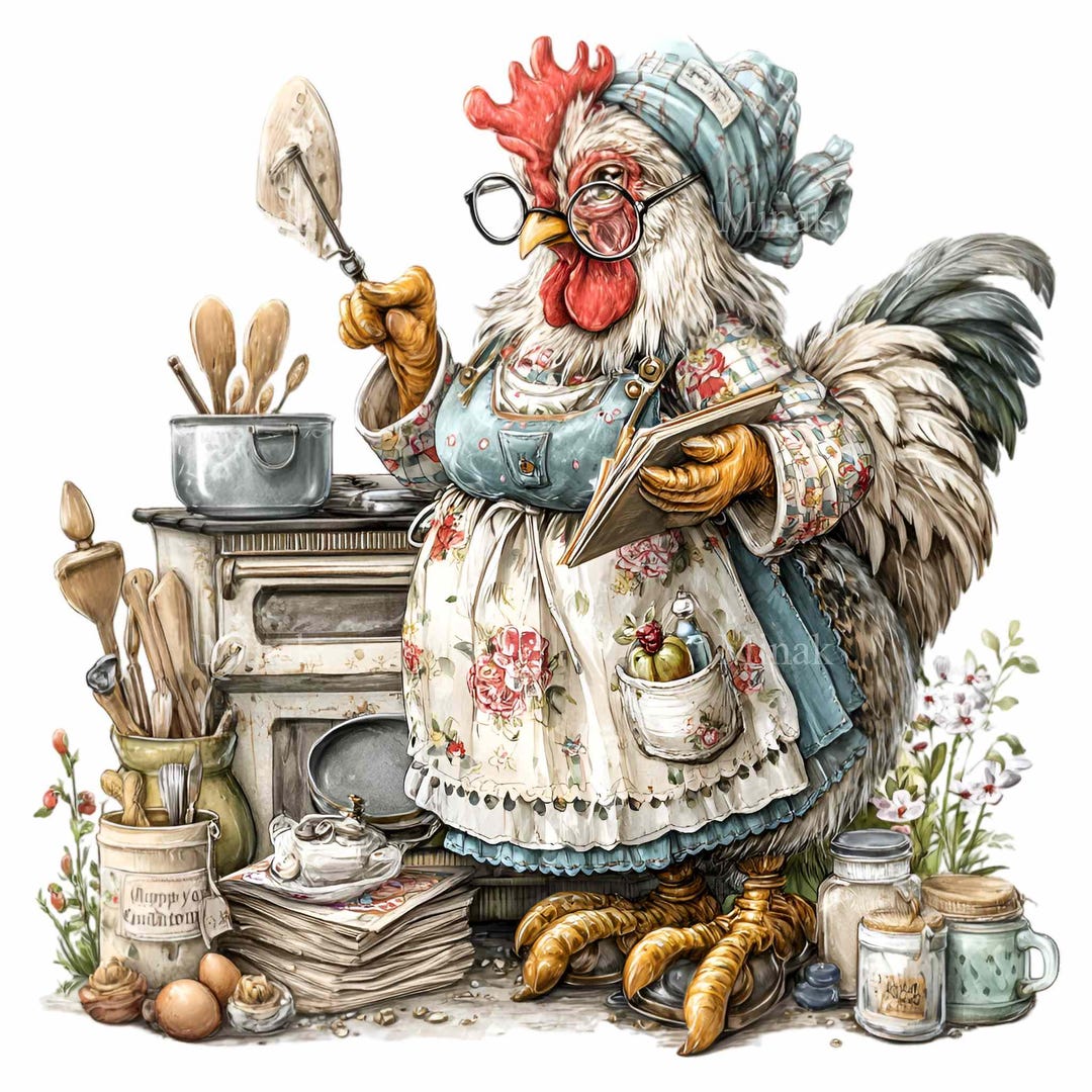 10 PNG Kitchen Animal – Cooking Chicken PNG – Funny Farmhouse Clipart ...