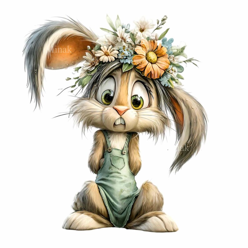 11 PNG Cute Bunny Clipart – Floral Rabbit PNG for Easter Crafts ...