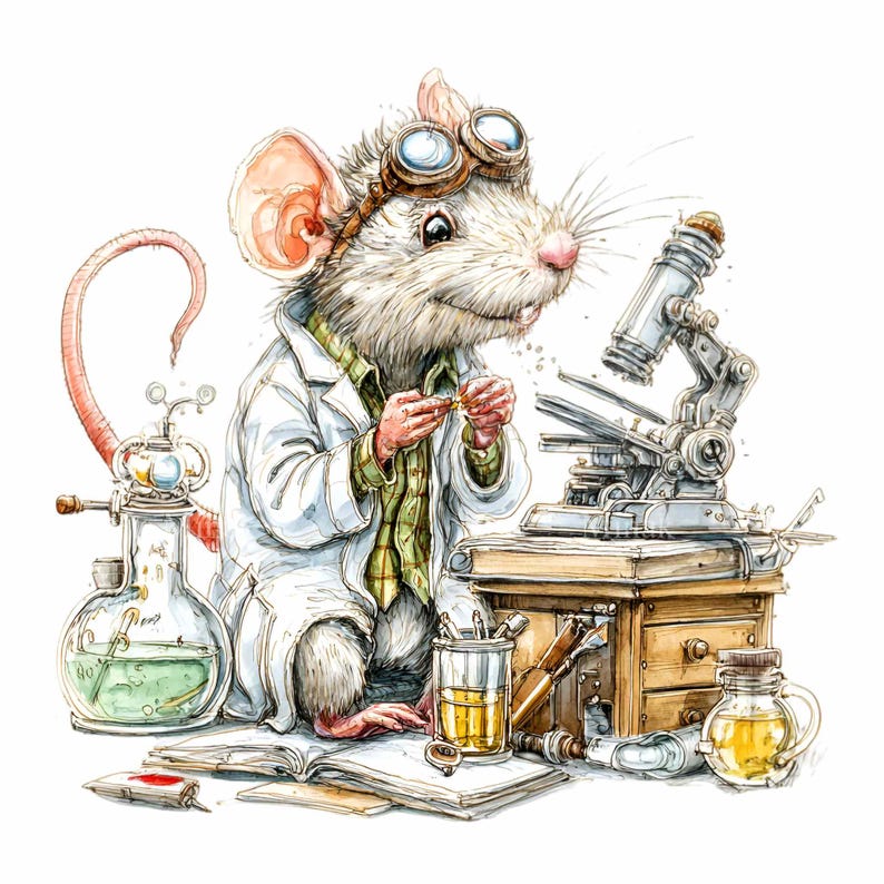 16 PNG Science Mouse Clipart – Cute Scientist Animal PNG – Laboratory ...