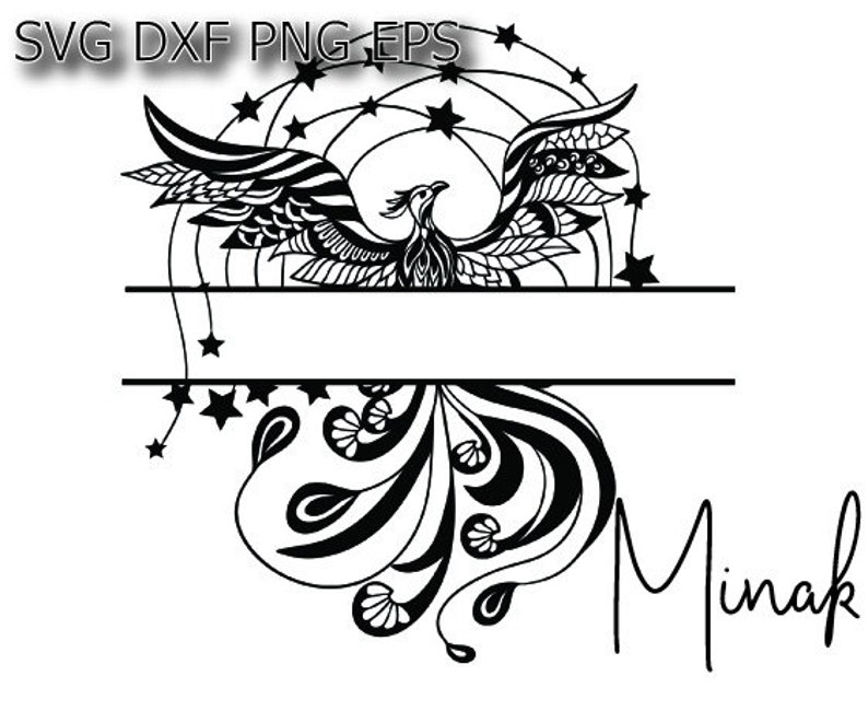 Phoenix Svg Monogram Svg Vector Clipart Etsy