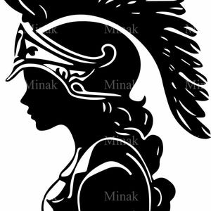 5 archivos SVG de guerreras femeninas: elegante mujer con casco emplumado y armadura ornamentada: descarga digital para Cricut y láser