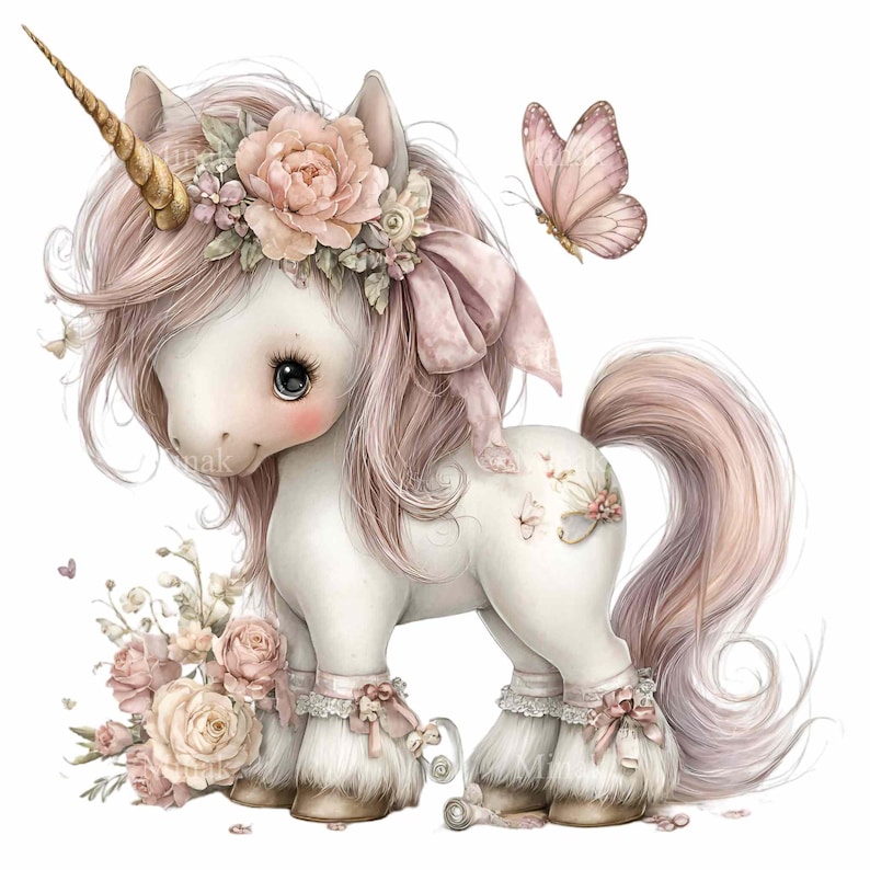 20 PNG Unicorn Clipart Floral Illustration – Baby Fantasy Animal ...