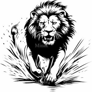4 Silhouette di leone in carica SVG – File di taglio SVG di leone – Design di animali selvatici del safari per magliette, decalcomanie, decorazioni murali e idee regalo audaci