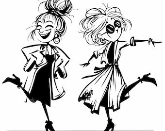 5 SVG Funny Grandma SVG Cut File, Dancing Elderly Women Silhouette, Happy Senior Clipart for Cricut and Laser Cutting
