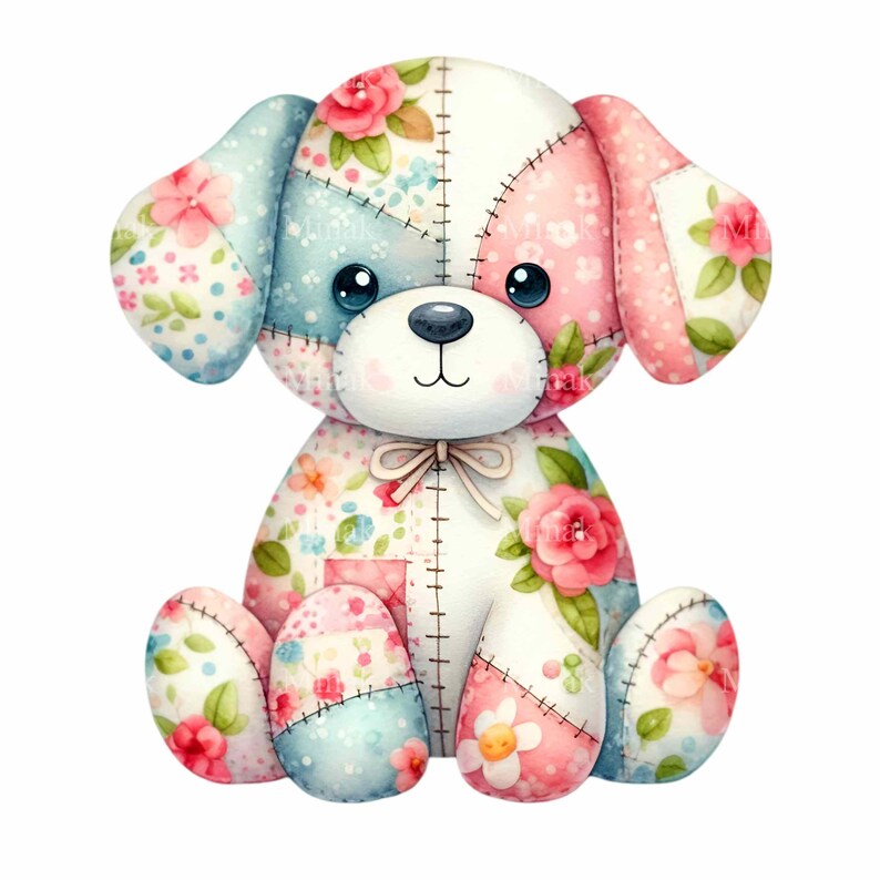 Patchwork Puppy PNG Clipart | 14 Cute Quilted Dog Illustration | Floral ...